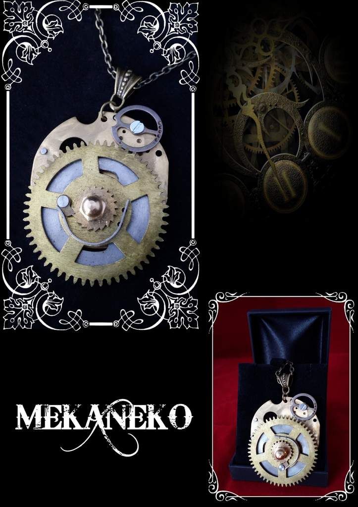 Bijoux steampunk , collier mécanisme de montre et engrenage