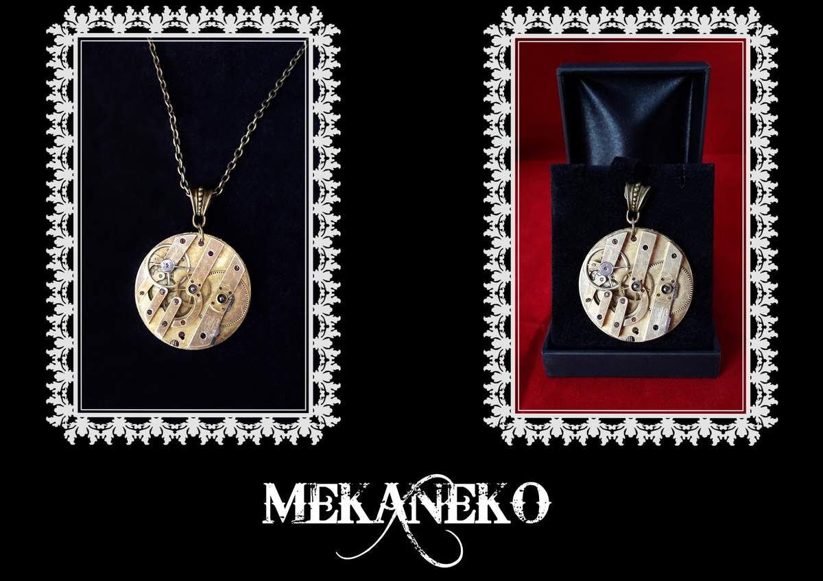 Bijoux steampunk , collier mécanisme de montre et engrenage