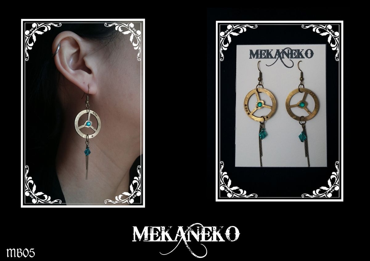 Boucles d'oreilles steampunk engrenage industriel